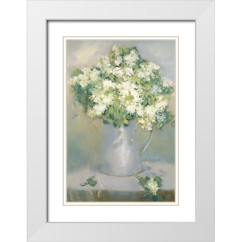 White Lilacs White Modern Wood Framed Art Print with Double Matting by Dern, Andrea