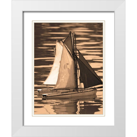 Les Petits Bateaux II White Modern Wood Framed Art Print with Double Matting by Gilboa, Marina Drasnin