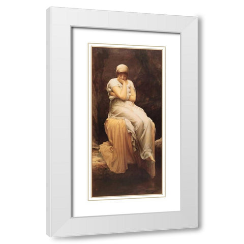 Solitude White Modern Wood Framed Art Print with Double Matting by Leighton, Lord Frederic