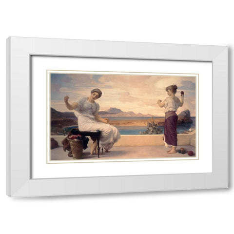 Winding the Skein White Modern Wood Framed Art Print with Double Matting by Leighton, Lord Frederic