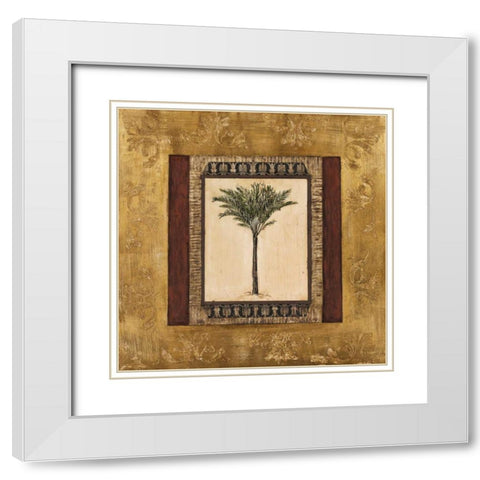 Stately Palm I White Modern Wood Framed Art Print with Double Matting by Mindeli