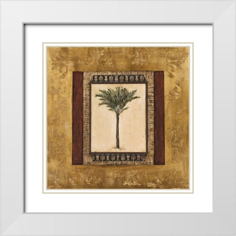 Stately Palm I White Modern Wood Framed Art Print with Double Matting by Mindeli