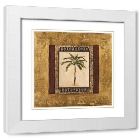 Stately Palm II White Modern Wood Framed Art Print with Double Matting by Mindeli