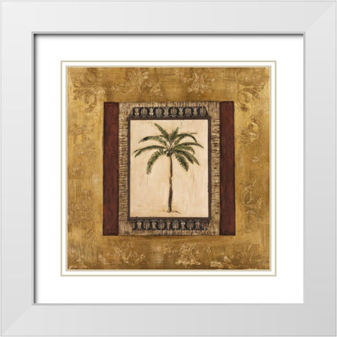 Stately Palm II White Modern Wood Framed Art Print with Double Matting by Mindeli