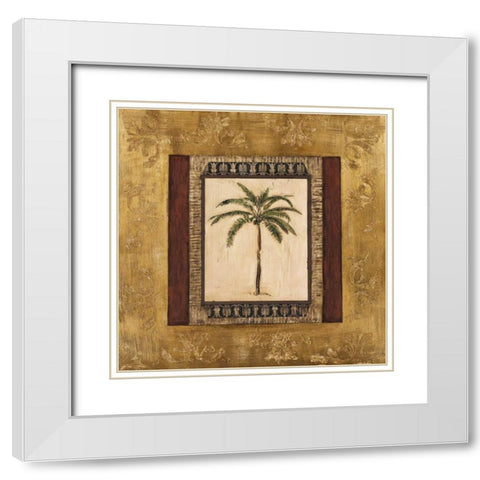 Stately Palm II White Modern Wood Framed Art Print with Double Matting by Mindeli
