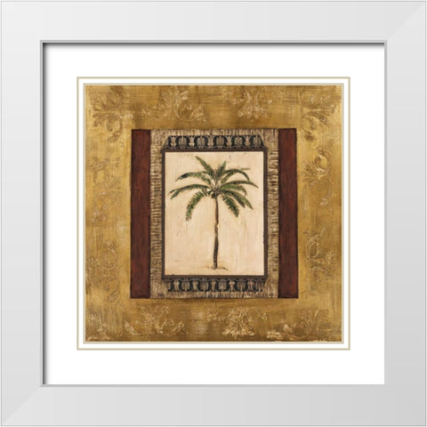 Stately Palm II White Modern Wood Framed Art Print with Double Matting by Mindeli