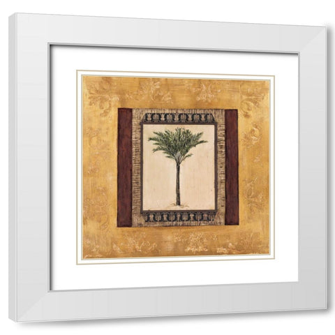 Stately Palm I White Modern Wood Framed Art Print with Double Matting by Mindeli