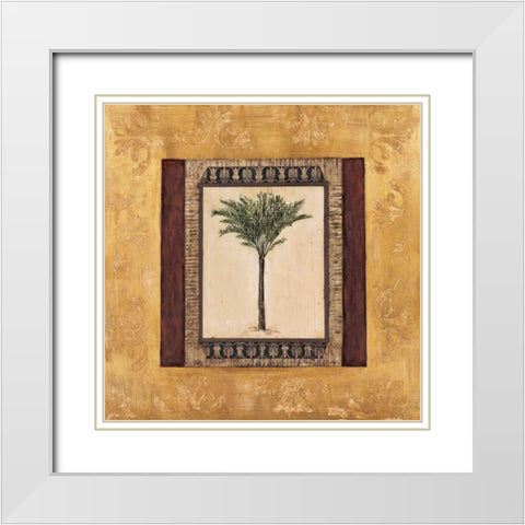 Stately Palm I White Modern Wood Framed Art Print with Double Matting by Mindeli