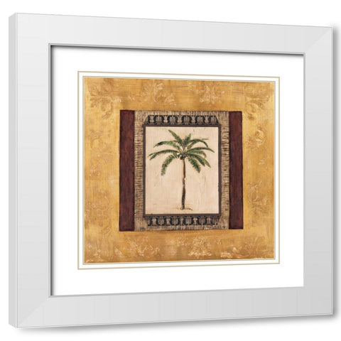 Stately Palm II White Modern Wood Framed Art Print with Double Matting by Mindeli