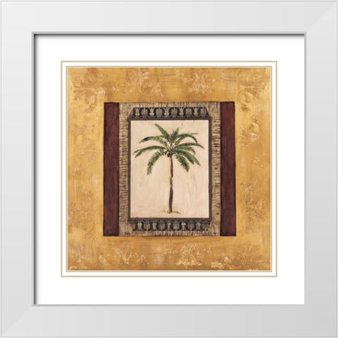 Stately Palm II White Modern Wood Framed Art Print with Double Matting by Mindeli