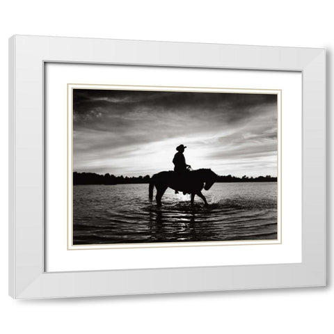 Silhouettes at Sunset White Modern Wood Framed Art Print with Double Matting by Nagler, Monte