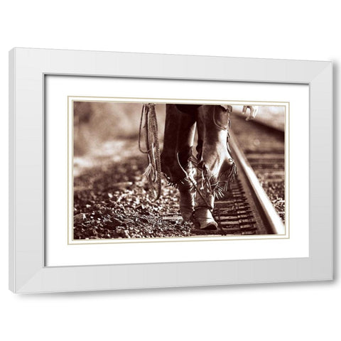 Walking White Modern Wood Framed Art Print with Double Matting by OMara, James
