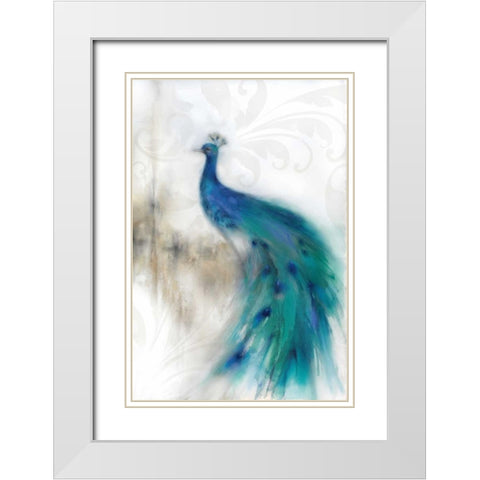 Jewel Plumes II White Modern Wood Framed Art Print with Double Matting by Prior, J.P.