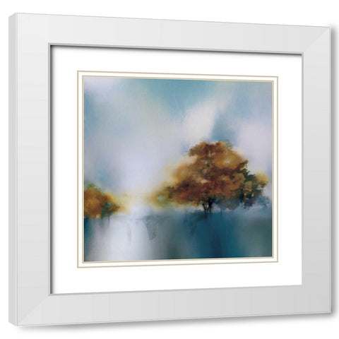 Teal Breeze I White Modern Wood Framed Art Print with Double Matting by Prior, J.P.