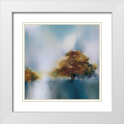 Teal Breeze I White Modern Wood Framed Art Print with Double Matting by Prior, J.P.