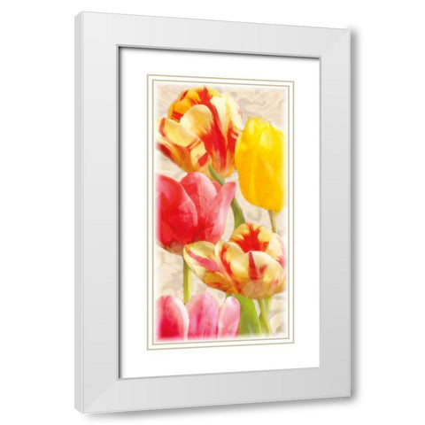 Glowing Tulips I White Modern Wood Framed Art Print with Double Matting by Pahl, Janel