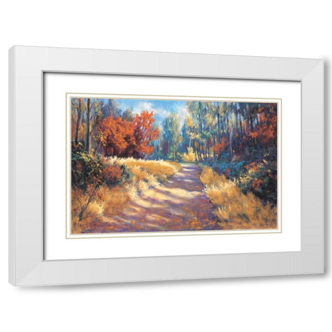 Early Autumn Trail White Modern Wood Framed Art Print with Double Matting by McAdam, Bruce