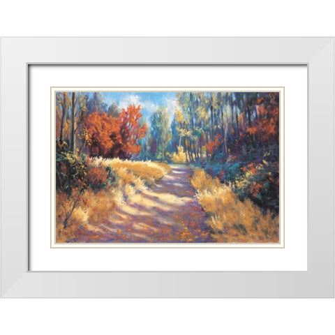 Early Autumn Trail White Modern Wood Framed Art Print with Double Matting by McAdam, Bruce