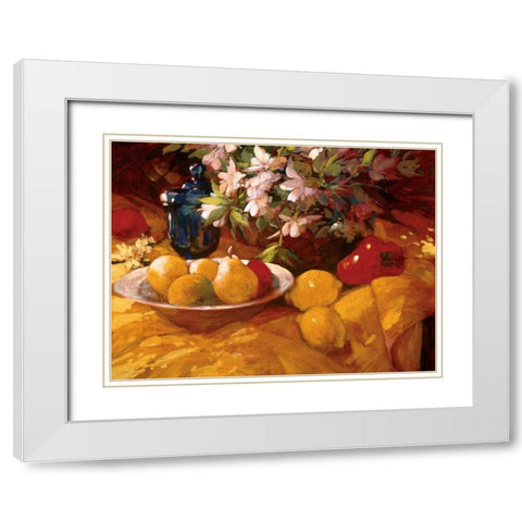 Still Life and Pears White Modern Wood Framed Art Print with Double Matting by Craig, Philip