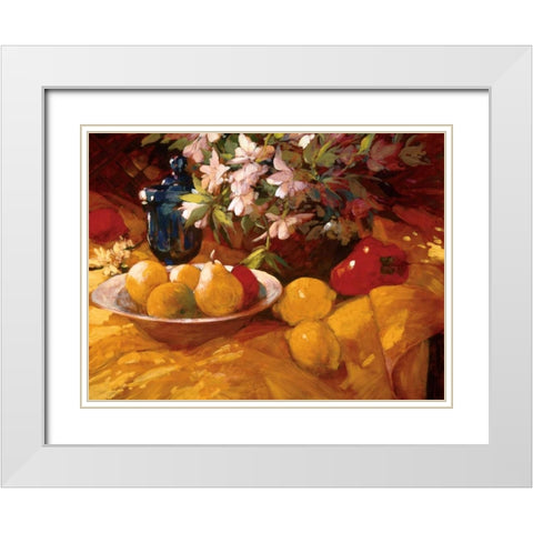 Still Life and Pears White Modern Wood Framed Art Print with Double Matting by Craig, Philip