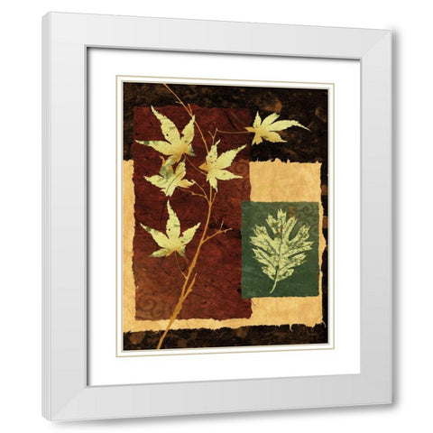 New Leaf I White Modern Wood Framed Art Print with Double Matting by Mallett, Keith