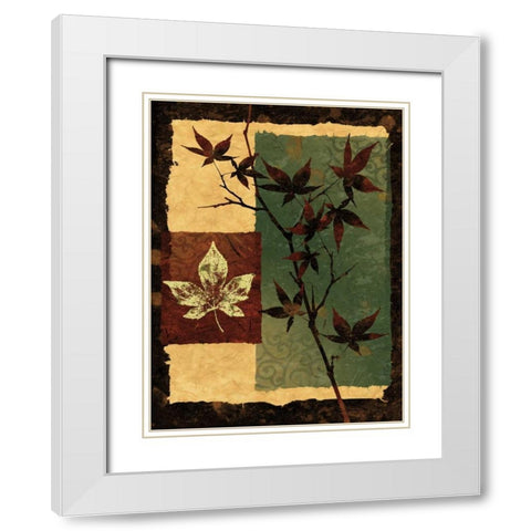 New Leaf II White Modern Wood Framed Art Print with Double Matting by Mallett, Keith