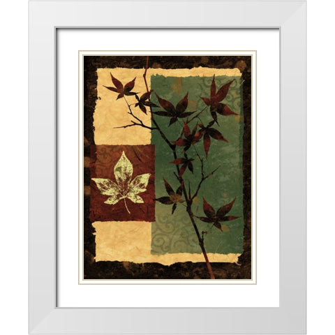 New Leaf II White Modern Wood Framed Art Print with Double Matting by Mallett, Keith