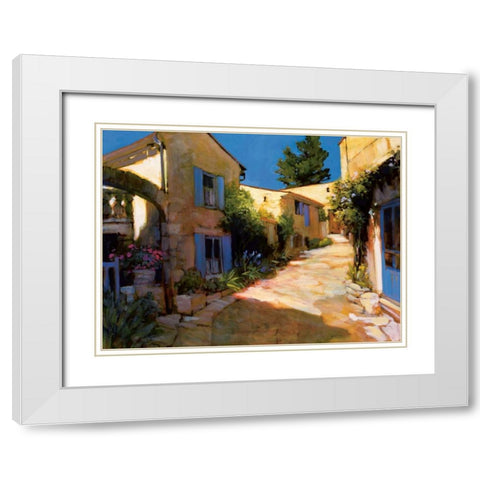 Village in Provence White Modern Wood Framed Art Print with Double Matting by Craig, Philip