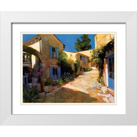 Village in Provence White Modern Wood Framed Art Print with Double Matting by Craig, Philip