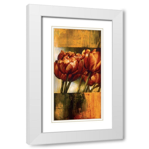Floral Radiance I White Modern Wood Framed Art Print with Double Matting by Thompson, Linda