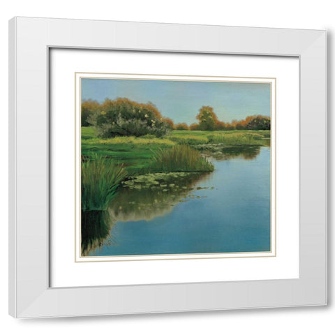 Yellow Sky and Reflection White Modern Wood Framed Art Print with Double Matting by Peterson, Julie