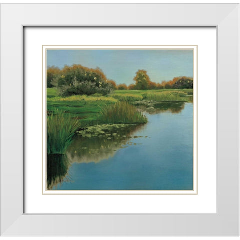 Yellow Sky and Reflection White Modern Wood Framed Art Print with Double Matting by Peterson, Julie