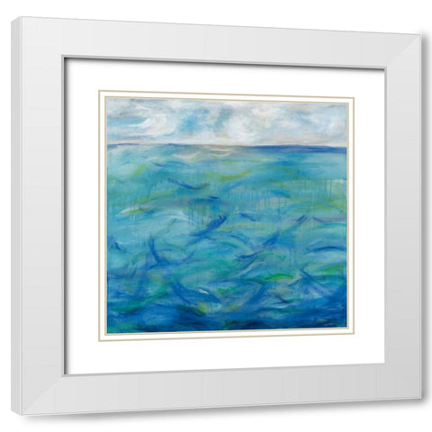 Deep Blue White Modern Wood Framed Art Print with Double Matting by Eider, Georgia