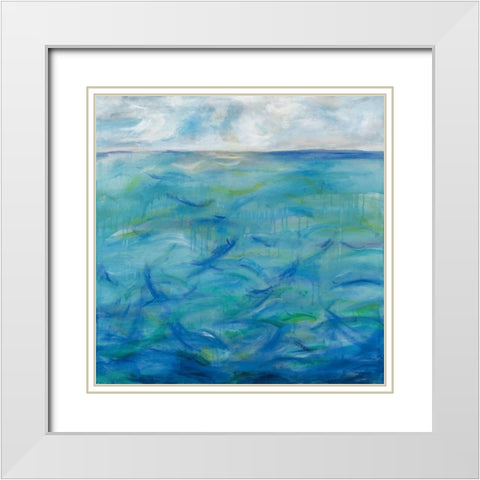 Deep Blue White Modern Wood Framed Art Print with Double Matting by Eider, Georgia