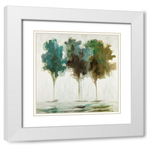 Spring Trees White Modern Wood Framed Art Print with Double Matting by Ellens, Jacqueline