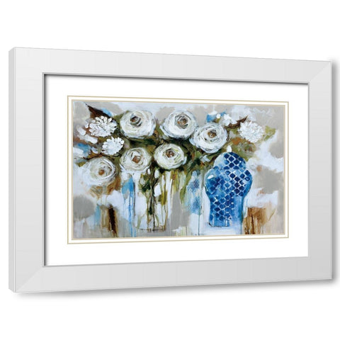 Dutch Bouquet White Modern Wood Framed Art Print with Double Matting by Jones, A.
