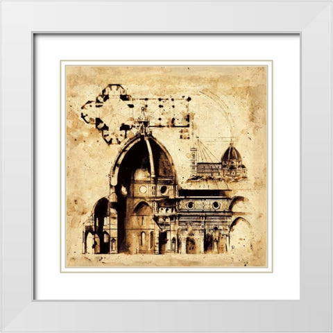 Architectorum No. 1 White Modern Wood Framed Art Print with Double Matting by Panossian, Paul