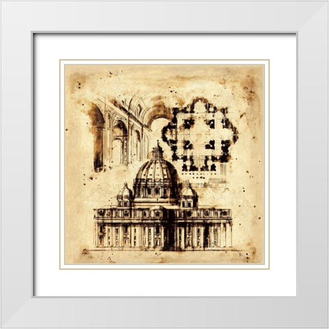 Architectorum No. 3 White Modern Wood Framed Art Print with Double Matting by Panossian, Paul