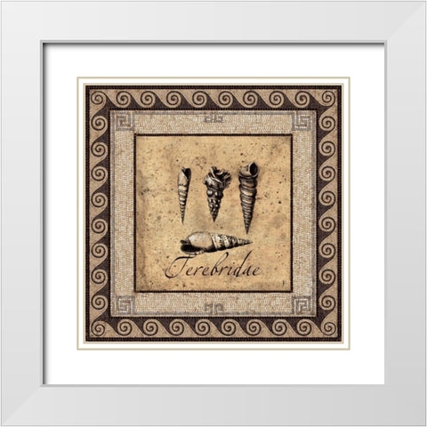 Shell Works IV White Modern Wood Framed Art Print with Double Matting by Panossian, Paul