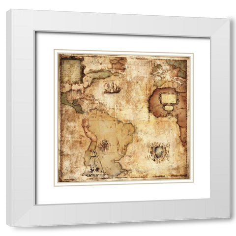 Map of Discovery White Modern Wood Framed Art Print with Double Matting by Panossian, Paul