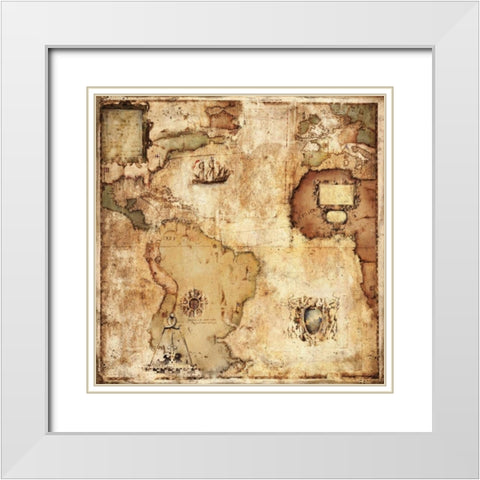 Map of Discovery White Modern Wood Framed Art Print with Double Matting by Panossian, Paul