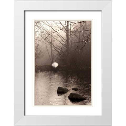 Silvered Morning Pond White Modern Wood Framed Art Print with Double Matting by Ross, Heather