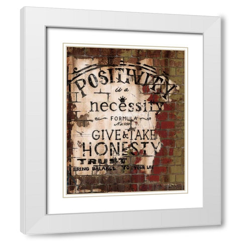 Positivity White Modern Wood Framed Art Print with Double Matting by Sanchez, Luis