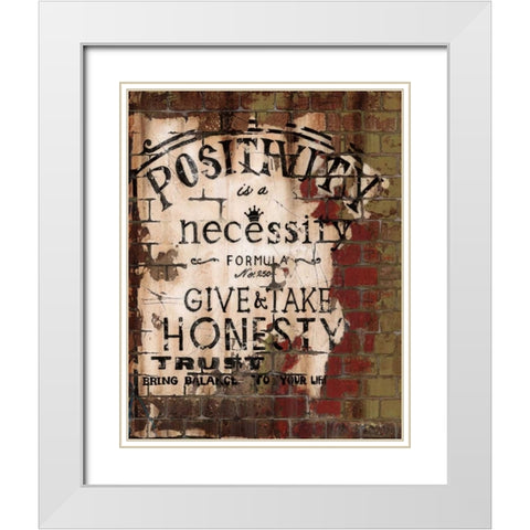 Positivity White Modern Wood Framed Art Print with Double Matting by Sanchez, Luis