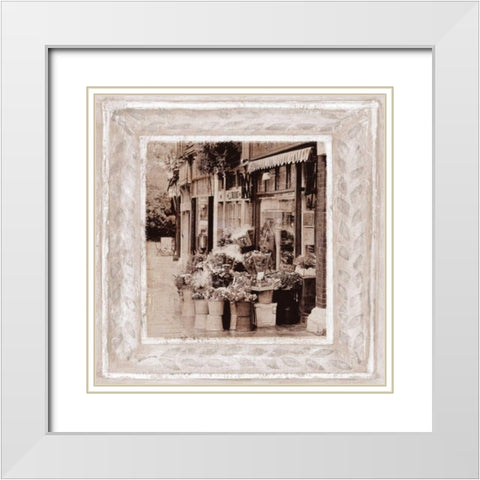 Flower Market White Modern Wood Framed Art Print with Double Matting by Tarras, Teo