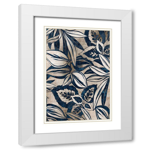 Blue Foliage II White Modern Wood Framed Art Print with Double Matting by Watts, Eva