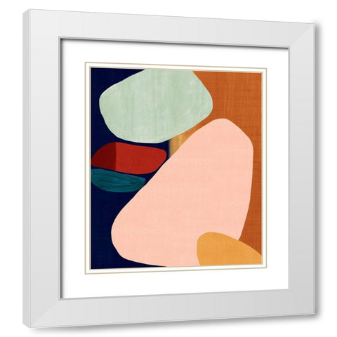 Stacking Pebbles II White Modern Wood Framed Art Print with Double Matting by Watts, Eva