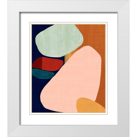 Stacking Pebbles II White Modern Wood Framed Art Print with Double Matting by Watts, Eva