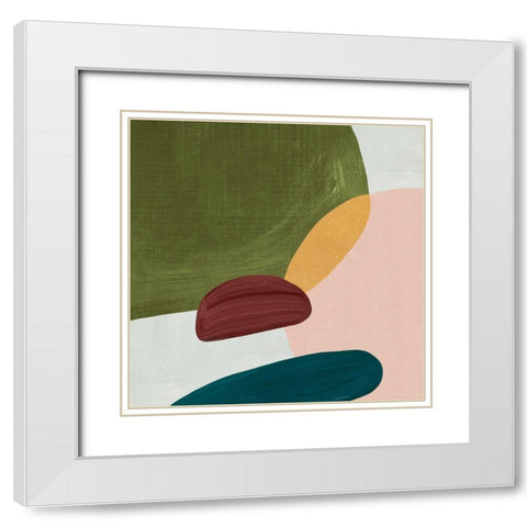Pink Pebbles II White Modern Wood Framed Art Print with Double Matting by Watts, Eva