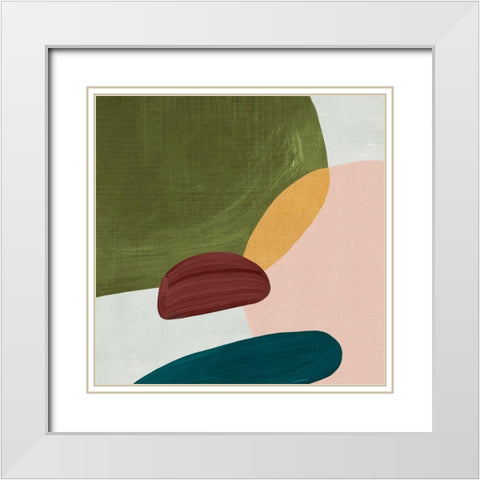 Pink Pebbles II White Modern Wood Framed Art Print with Double Matting by Watts, Eva